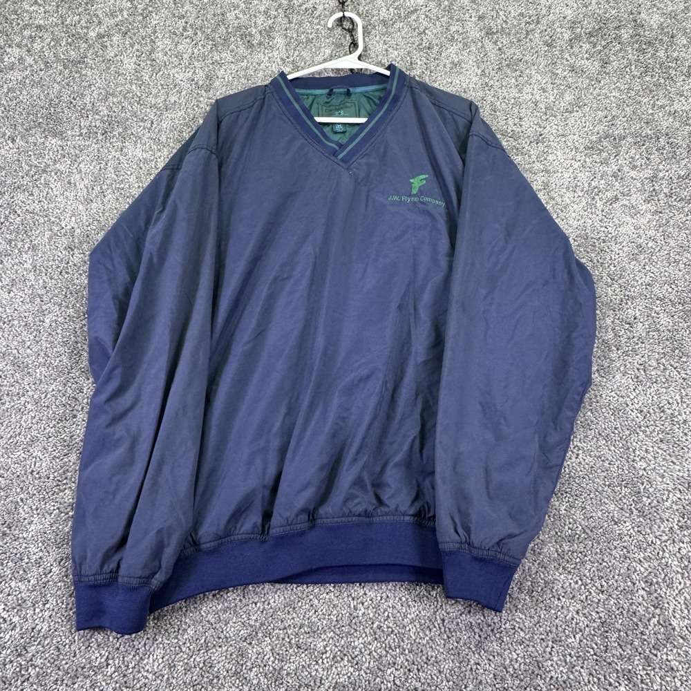 Dunbrooke Jacket Mens Medium Blue V Neck Pullover Windbreaker Logo Casual